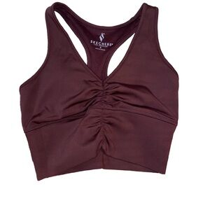 Skechers Burgundy Sports Bra with Racerback Design
